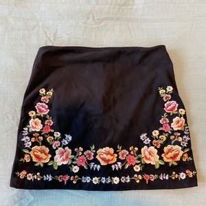 Forever 21 Suede Floral Mini Skirt
